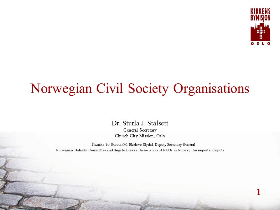 1 Norwegian Civil Society Organisations Dr. Sturla J.