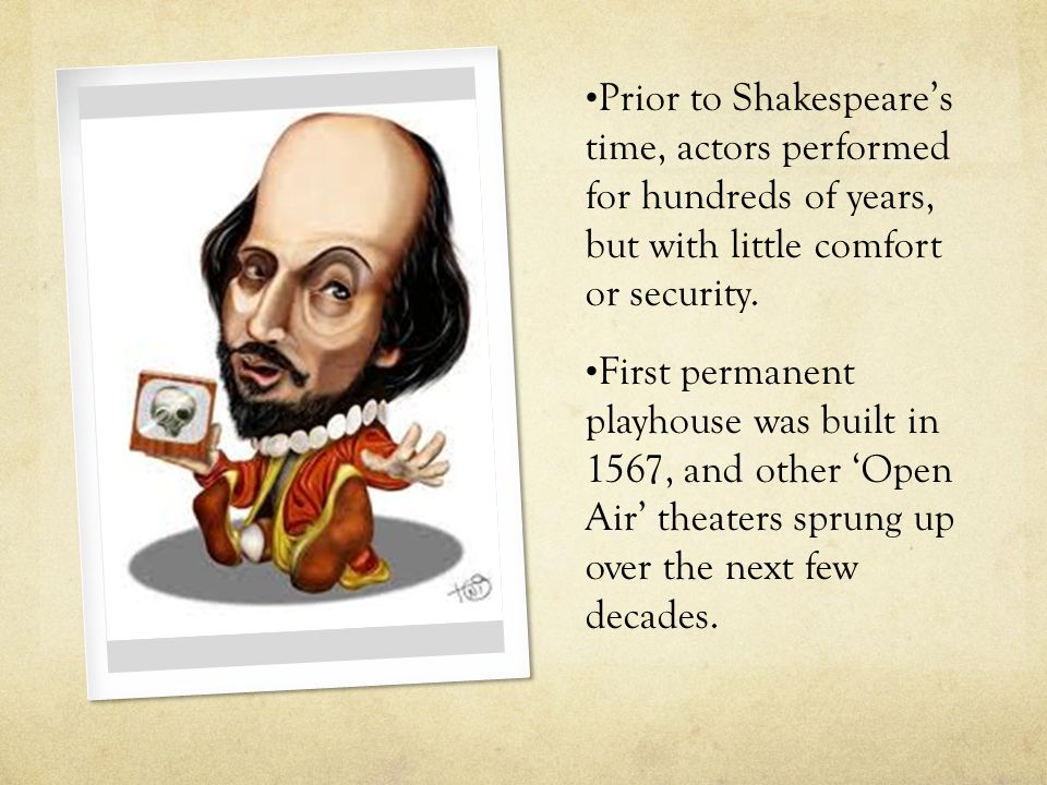 Prior to Shakespeare’s time, actors performed for hundreds of years, but with little comfort or security.