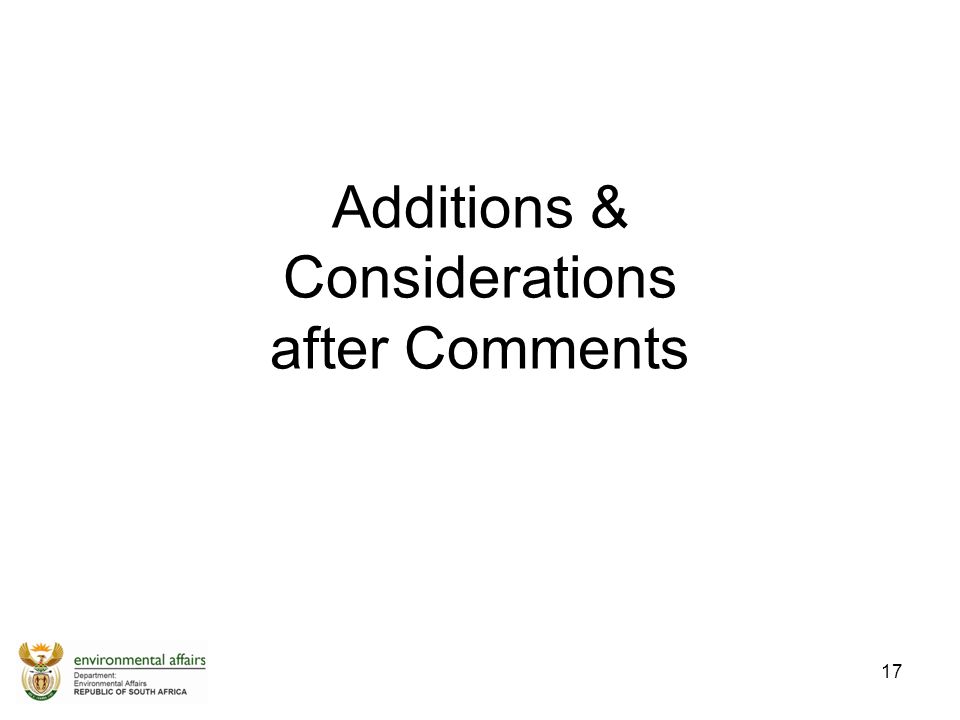 Additions & Considerations after Comments 17