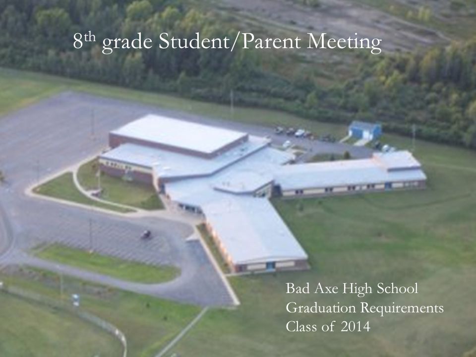 8 th grade Student/Parent Meeting Bad Axe High School Graduation Requirements Class of 2014