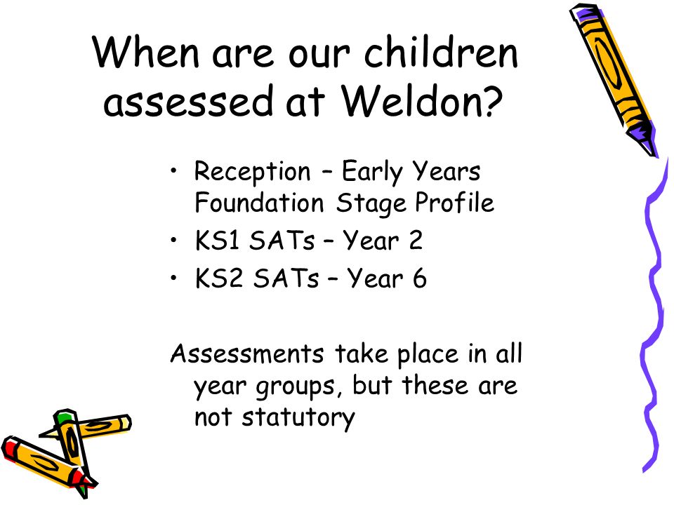 When are our children assessed at Weldon.