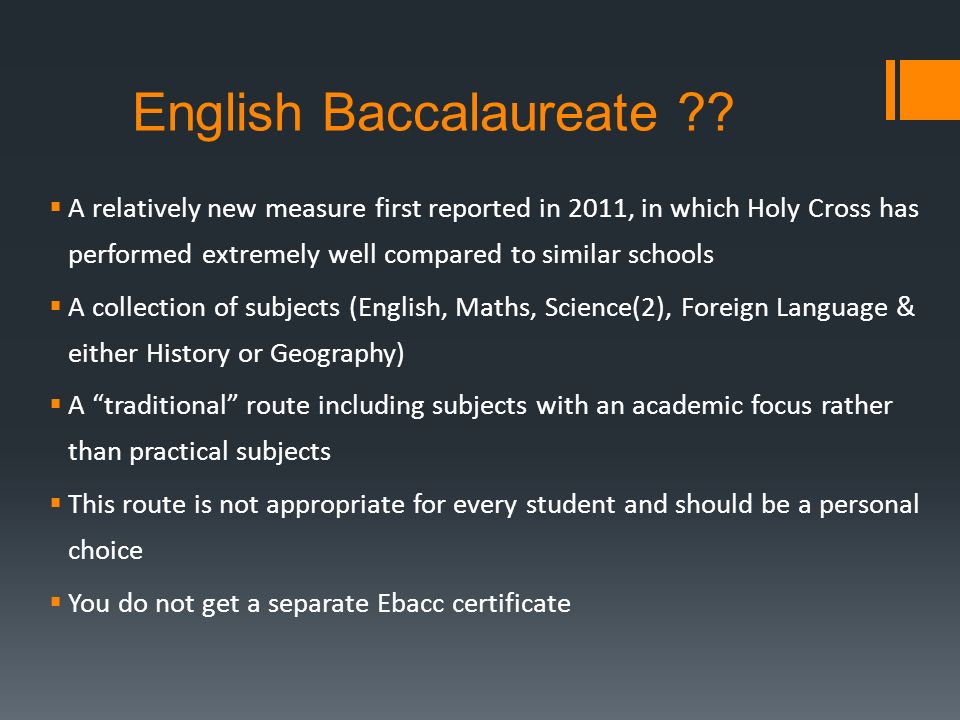 English Baccalaureate .