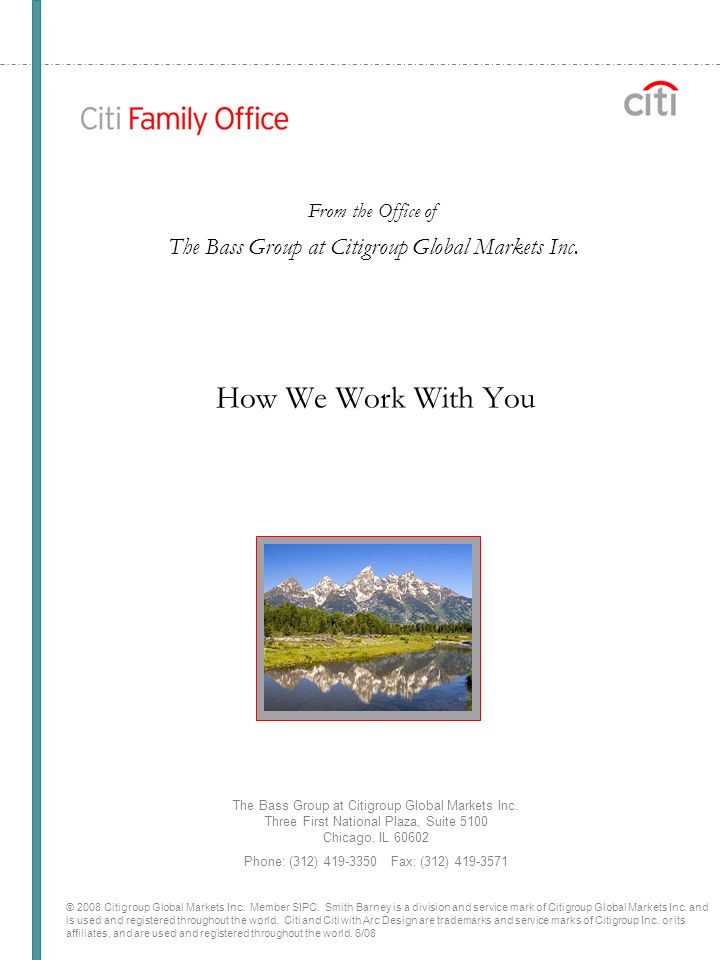 How We Work With You The Bass Group at Citigroup Global Markets Inc.