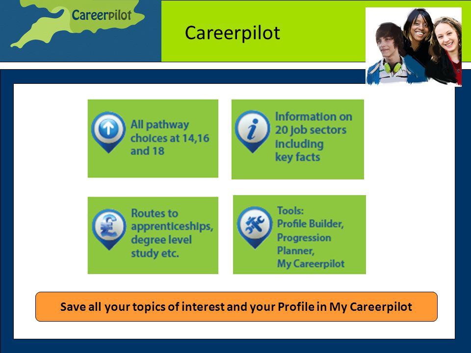 Careerpilot Save all your topics of interest and your Profile in My Careerpilot