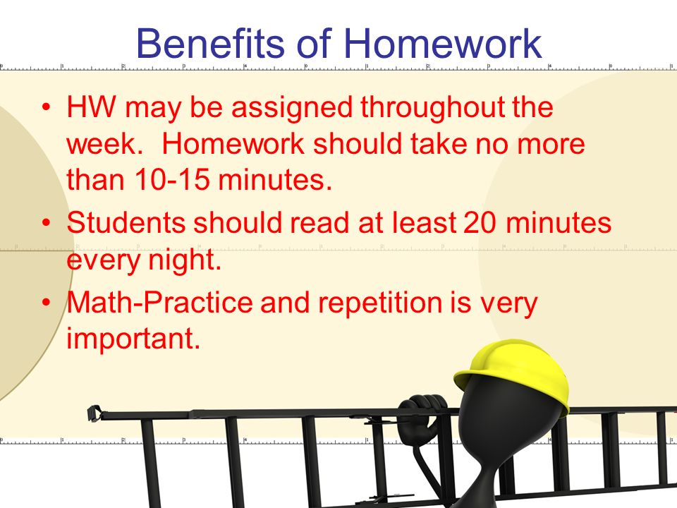 Benefits of Homework HW may be assigned throughout the week.