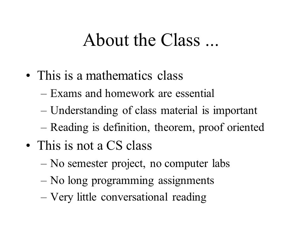 About the Class...