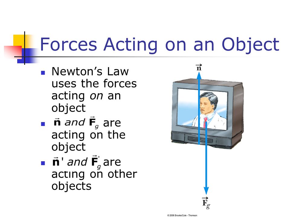 Forces Acting on an Object Newton’s Law uses the forces acting on an object are acting on the object are acting on other objects