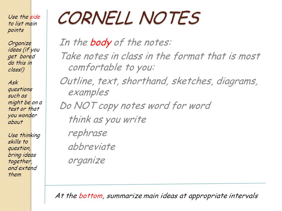 another word for taking notes