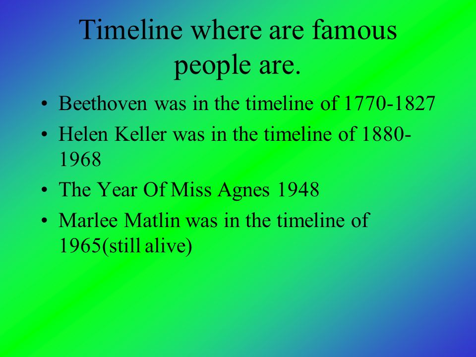 Timeline where are famous people are.