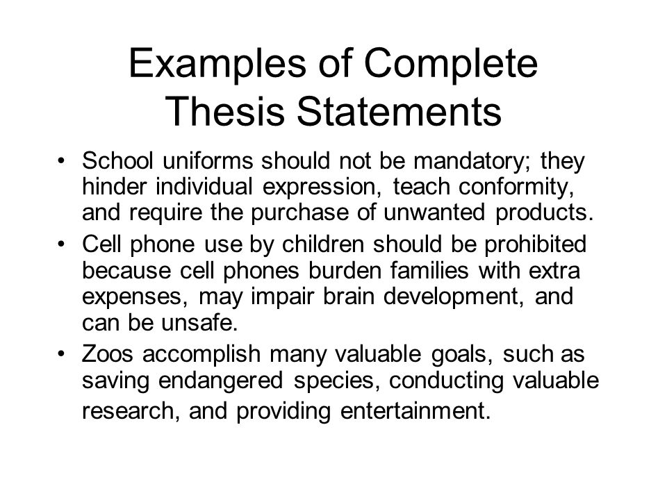 Which is the best thesis statement for an essay on school uniforms