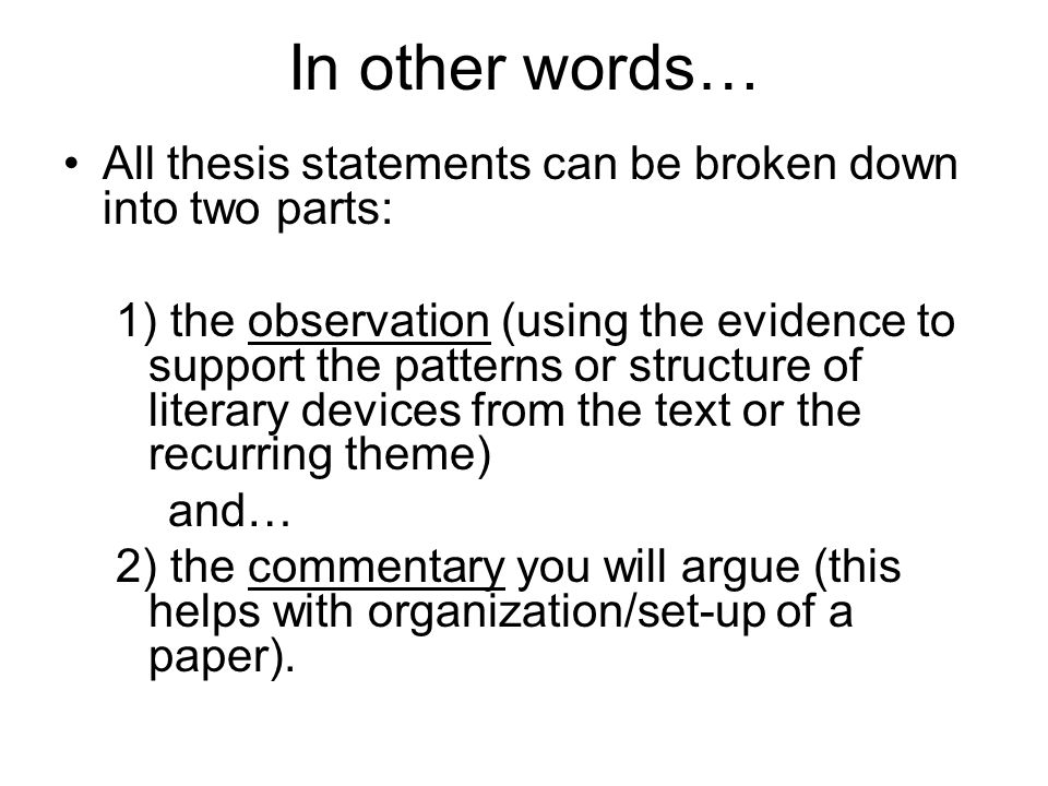 Thesis Statement Starters
