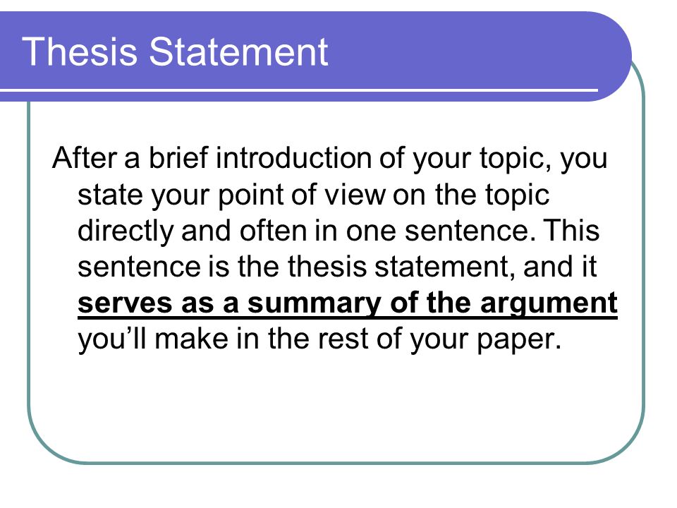What constitutes a thesis argument