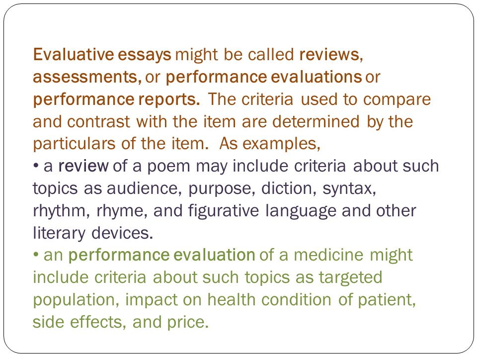 introduction of an evaluation essay Writing evaluation essays is an important event in college or university study process you should start with introduction, provide your thesis statement. introduction of an evaluation essay Writing evaluation essays is an important event in college or university study process you should start with introduction, provide your thesis statement.