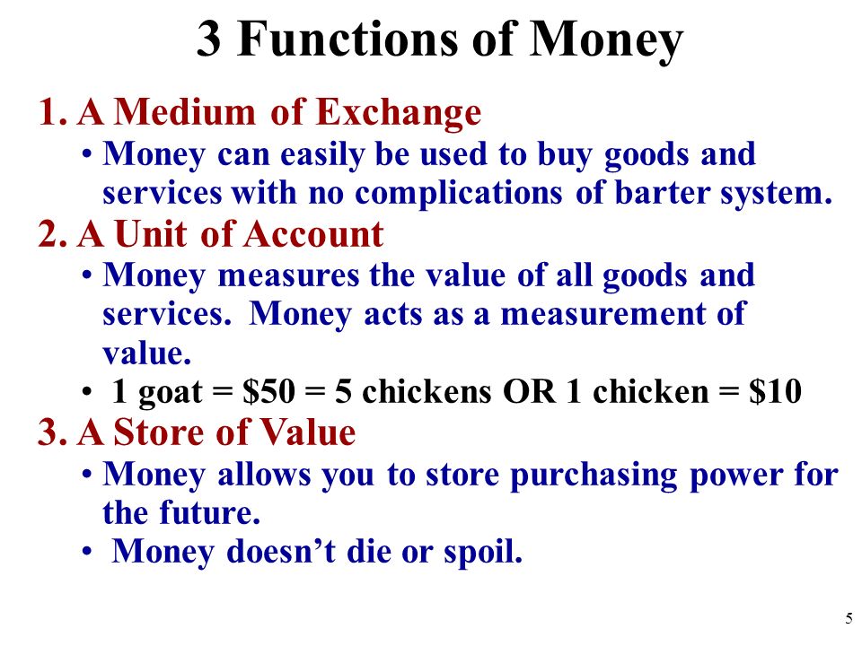 3 Functions of Money 5 1.