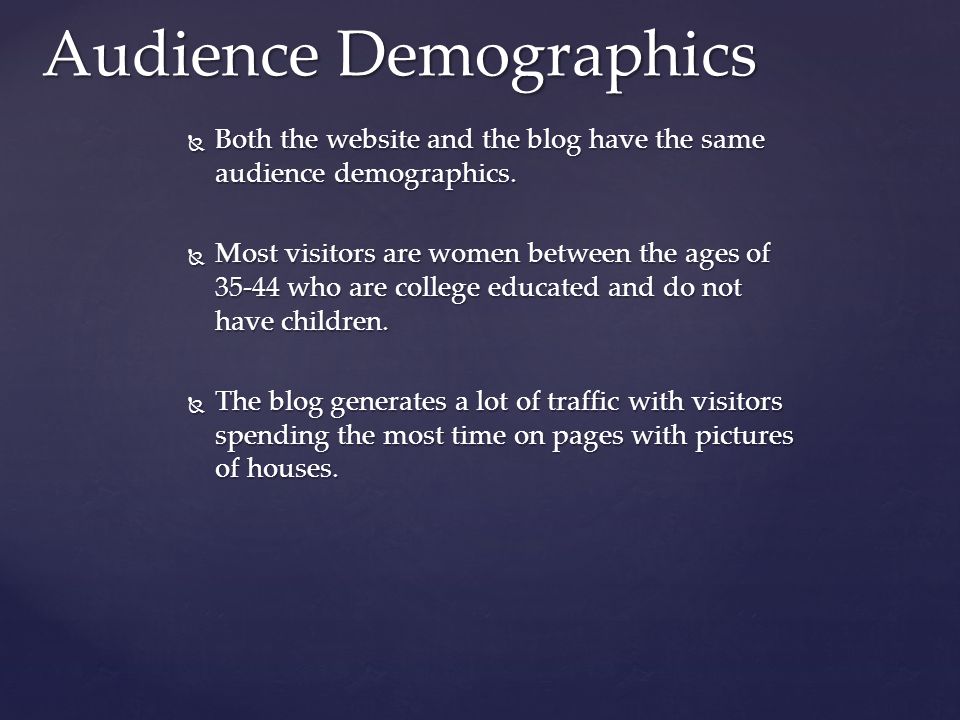  Both the website and the blog have the same audience demographics.