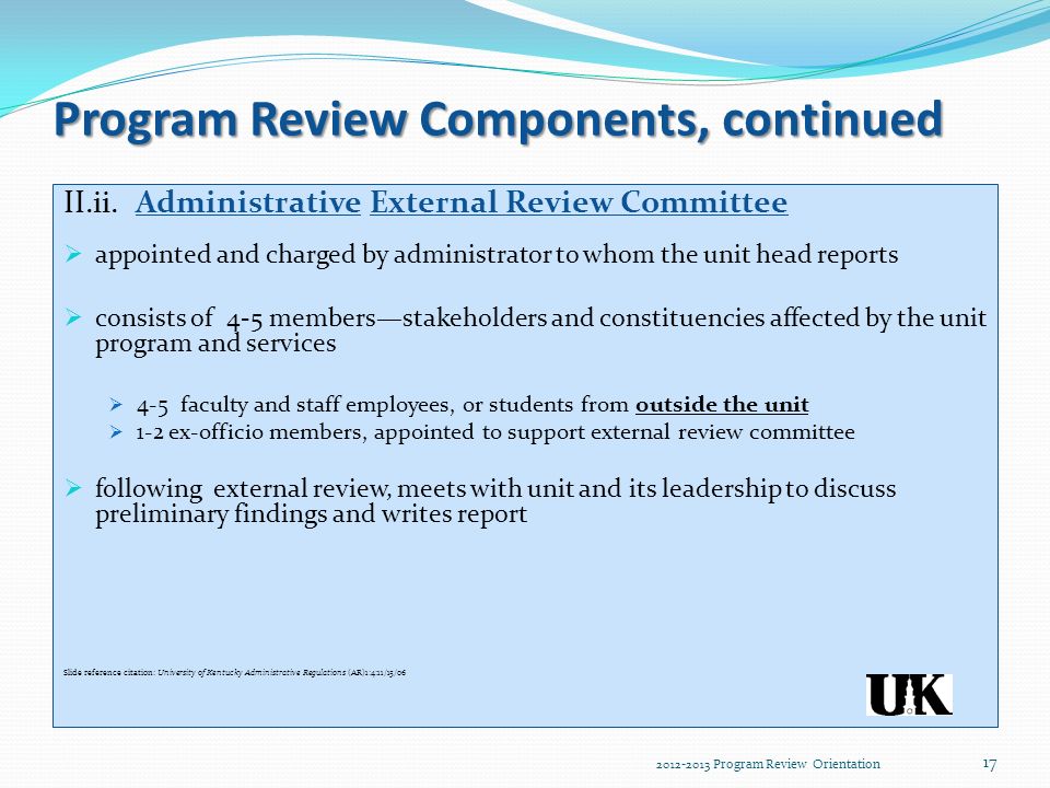 Program Review Components, continued II.ii.