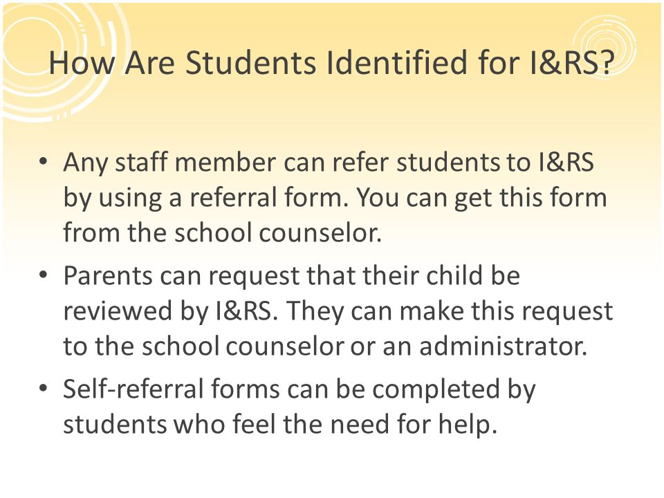 How Are Students Identified for I&RS.