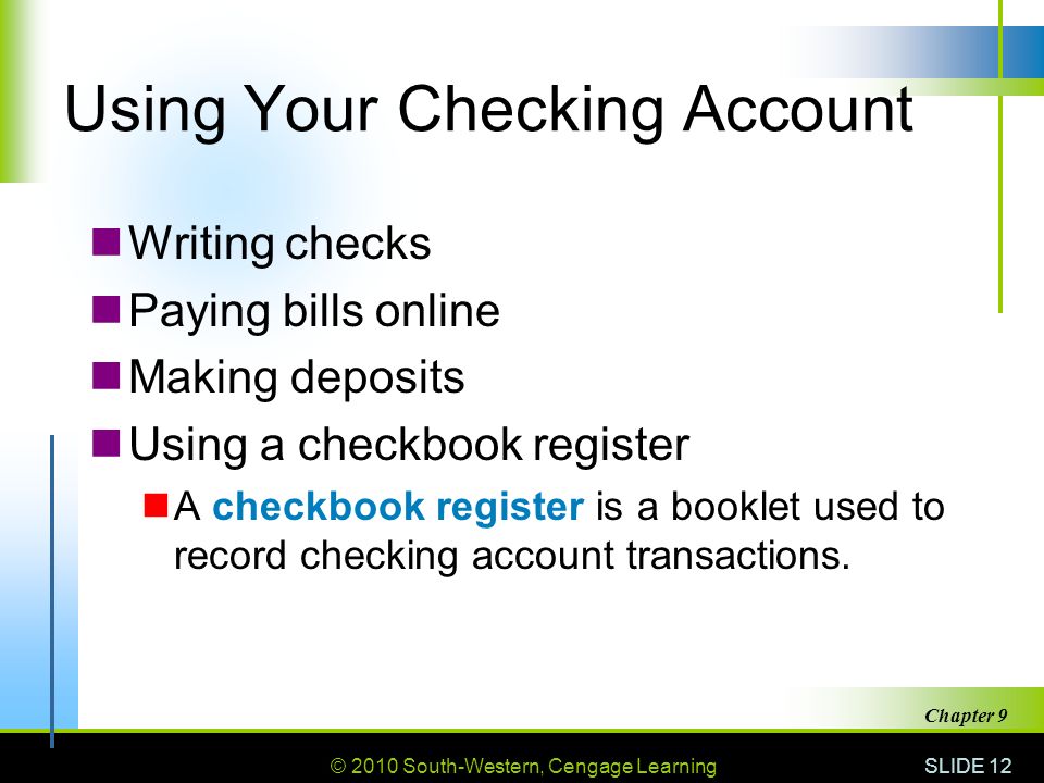 online checking account register