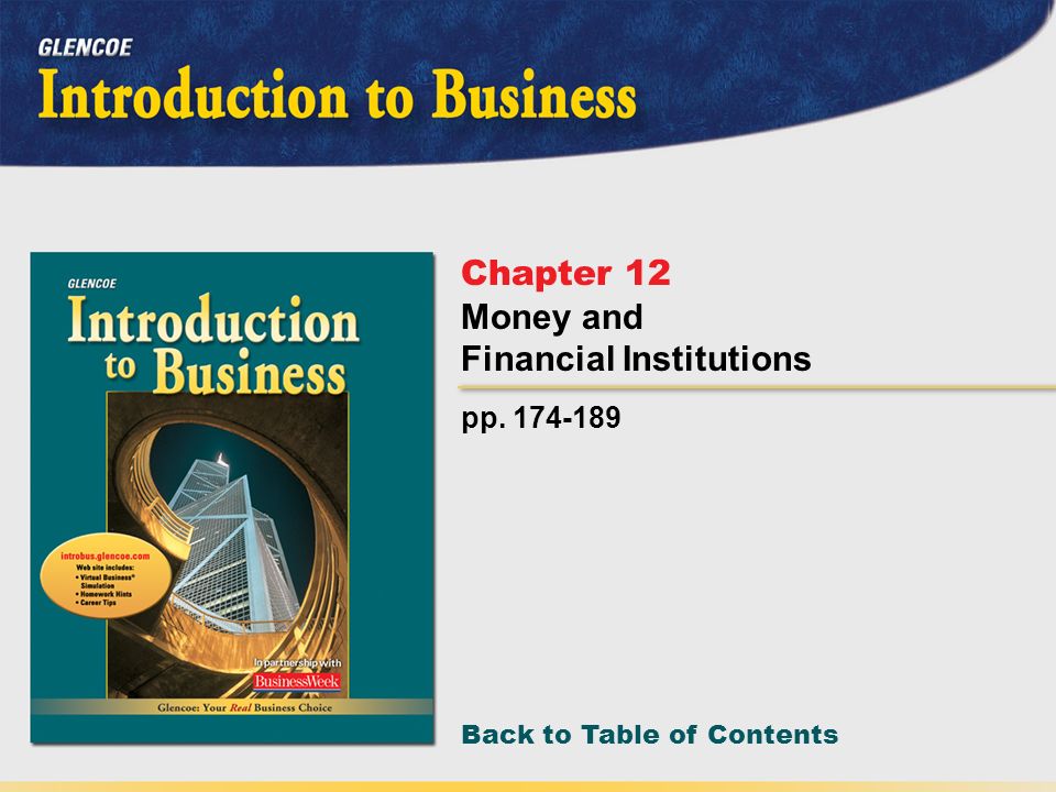 Back to Table of Contents pp Chapter 12 Money and Financial Institutions