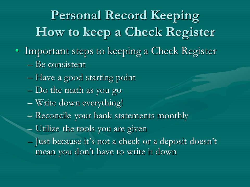 how to keep a check register