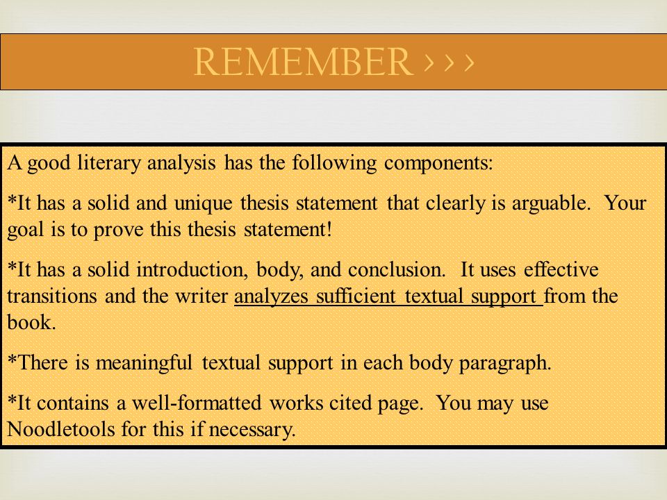 Components of a literary analysis essay