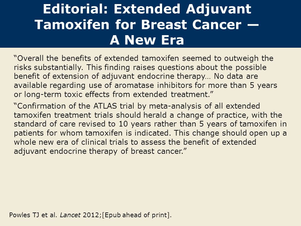 Editorial: Extended Adjuvant Tamoxifen for Breast Cancer — A New Era Powles TJ et al.