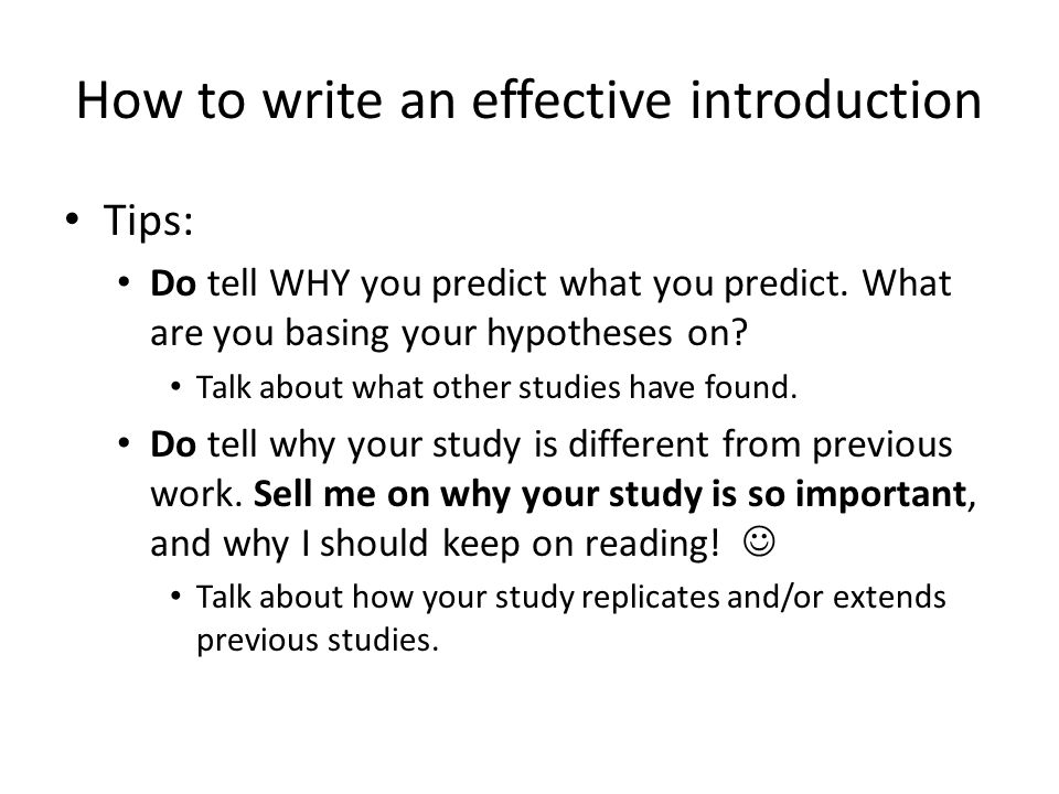 How to write introduction of the study