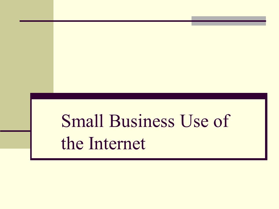 Small Business Use of the Internet