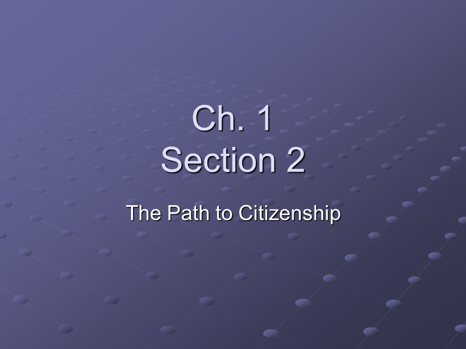 Ch. 1 Section 2 The Path to Citizenship