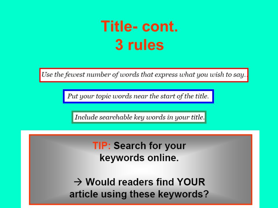 Title- cont. 3 rules