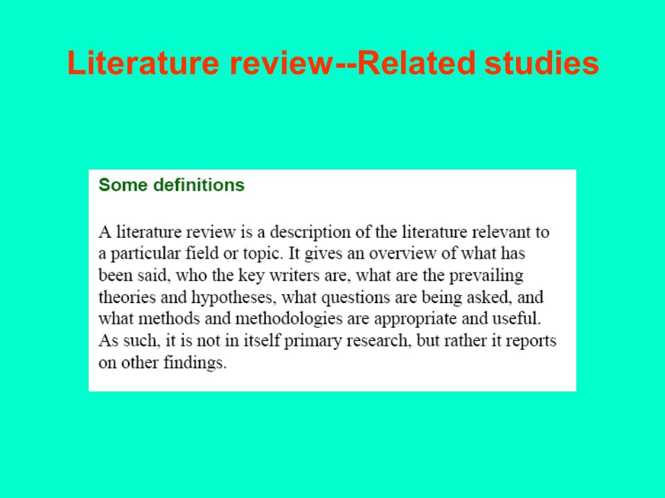 Literature review--Related studies