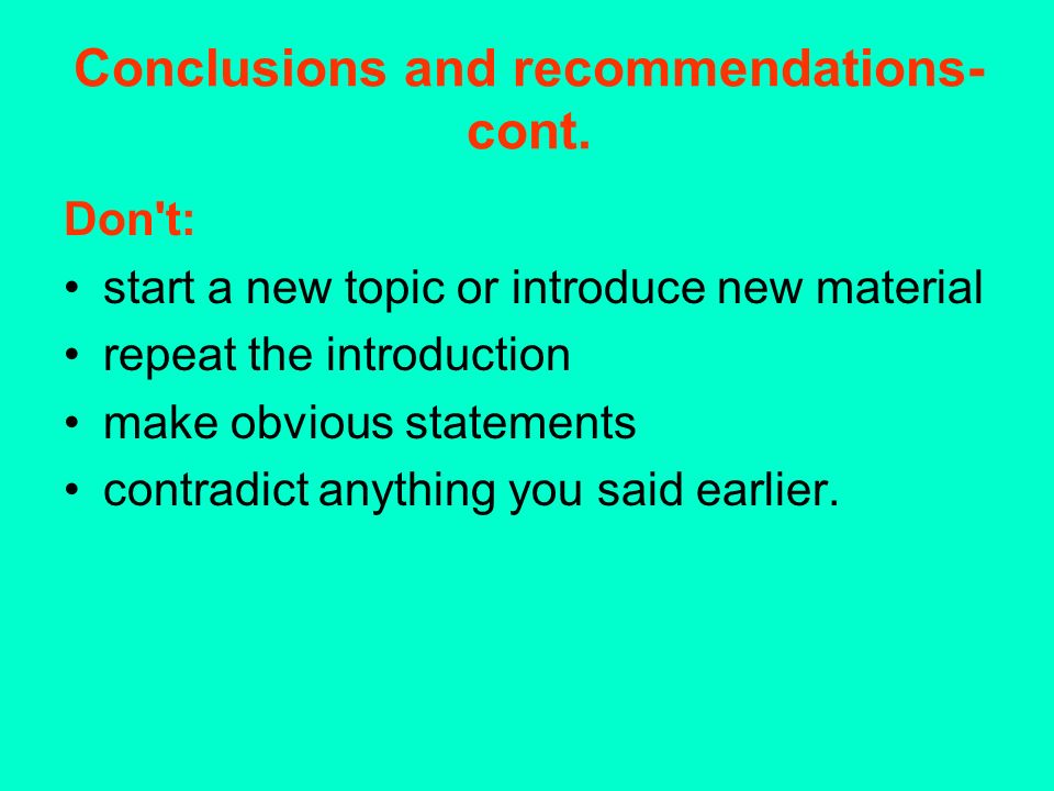Conclusions and recommendations- cont.