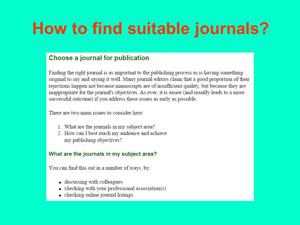 How to find suitable journals