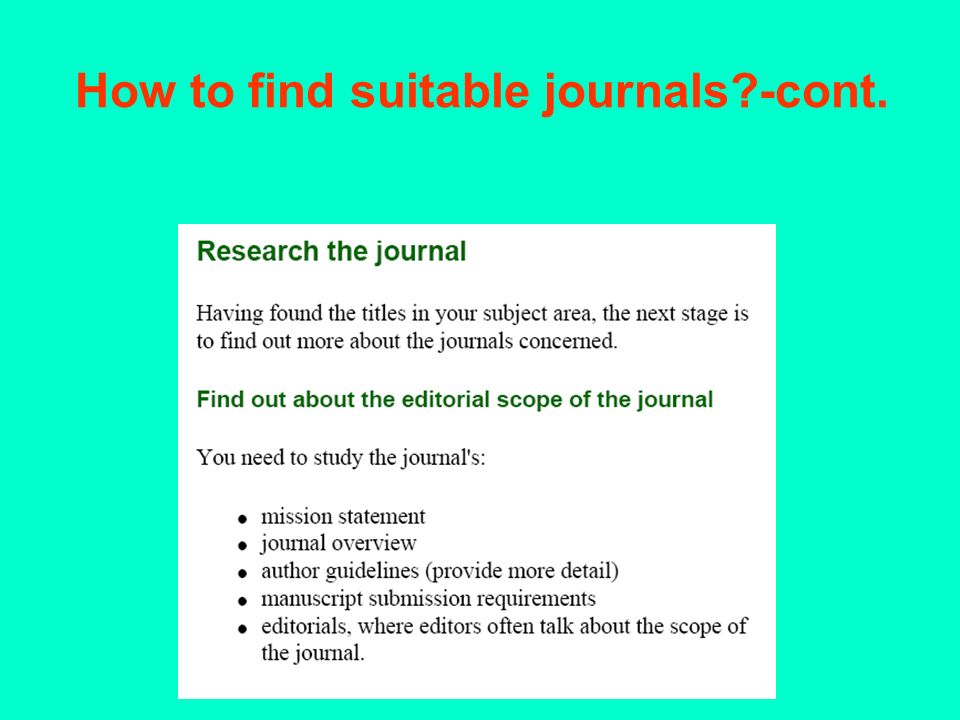 How to find suitable journals -cont.