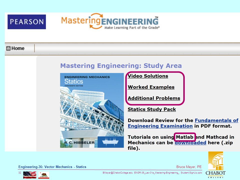 ENGR-36_Lec-01a_Mastering-Engineering_ Student-SignUp.pptx 32 Bruce Mayer, PE Engineering-36: Vector Mechanics - Statics