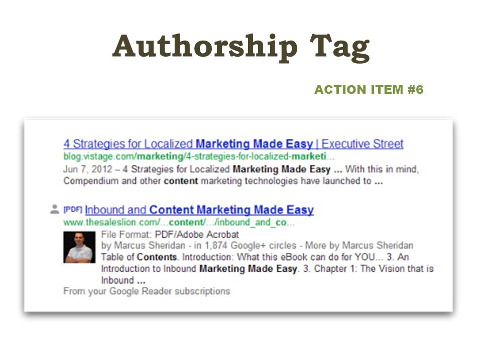 Authorship Tag ACTION ITEM #6