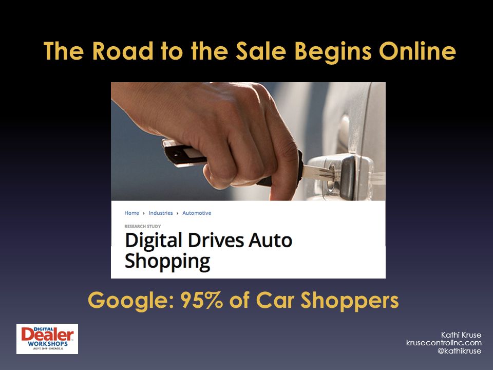 Kathi Kruse Google: 95% of Car Shoppers The Road to the Sale Begins Online