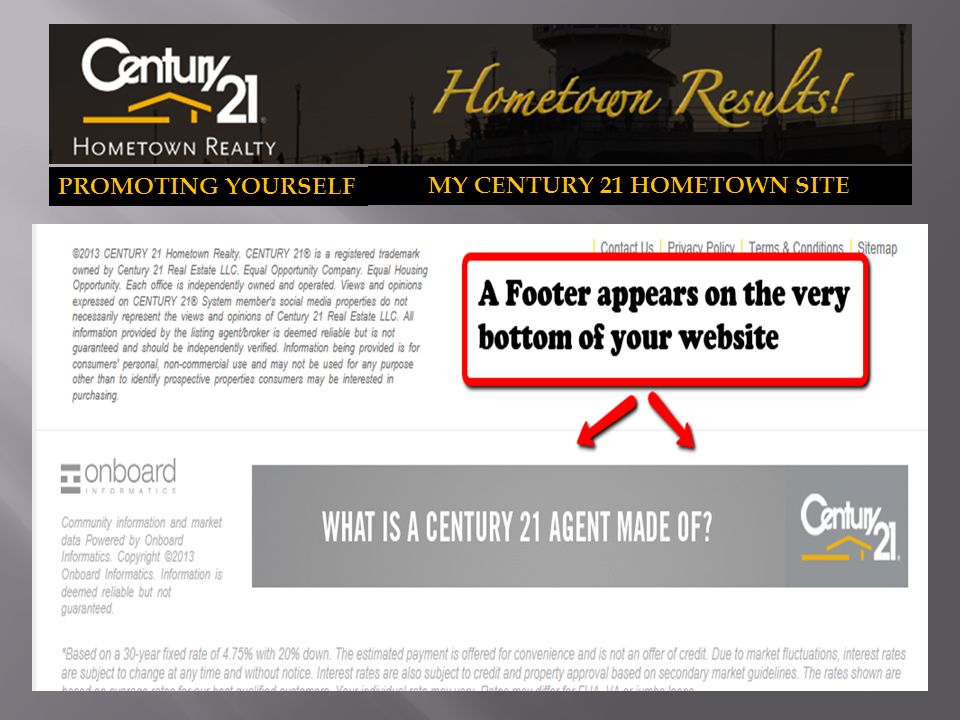 PROMOTING YOURSELF MY CENTURY 21 HOMETOWN SITE
