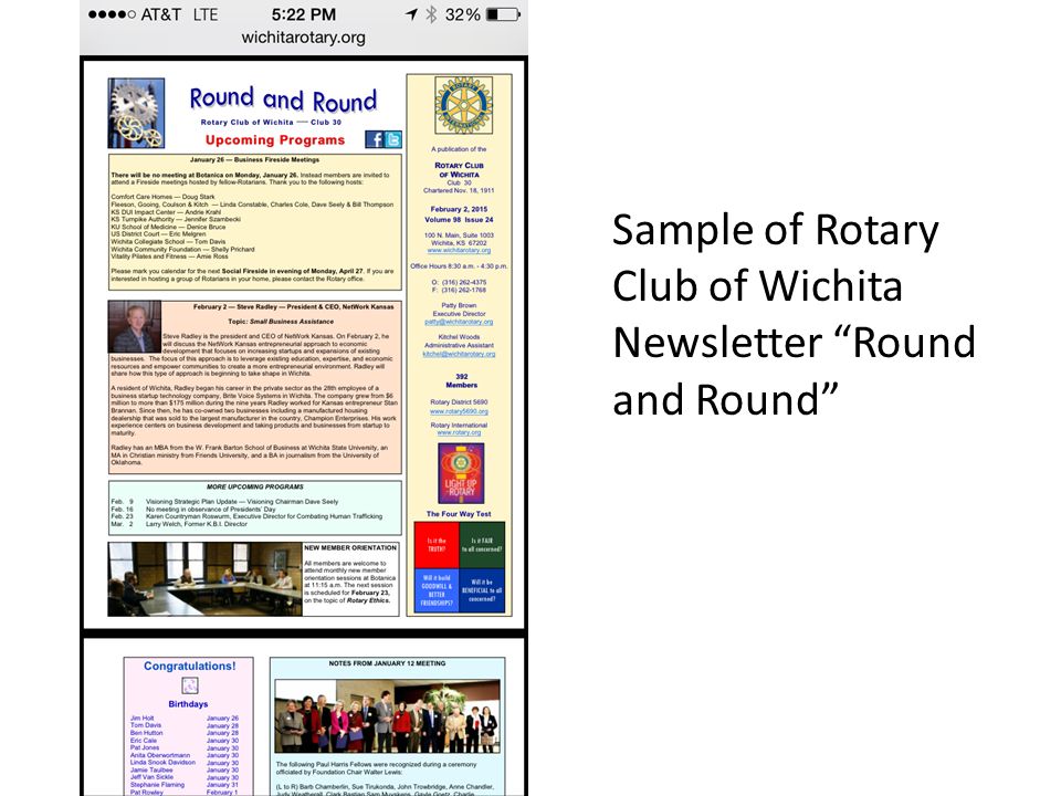 Sample of Rotary Club of Wichita Newsletter Round and Round