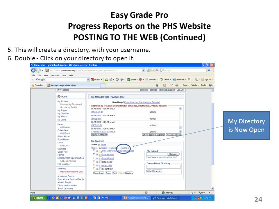 Easy Grade Pro Progress Reports on the PHS Website POSTING TO THE WEB (Continued) 5.