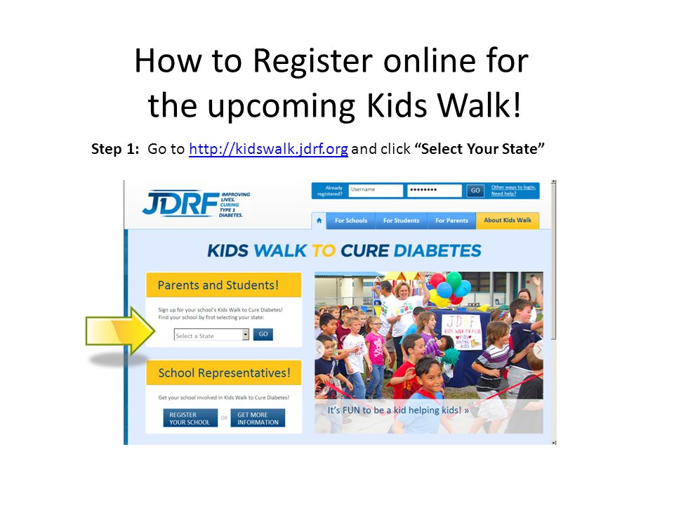 How to Register online for the upcoming Kids Walk.
