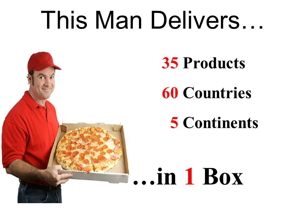 This Man Delivers… 35 Products 60 Countries 5 Continents …in 1 Box