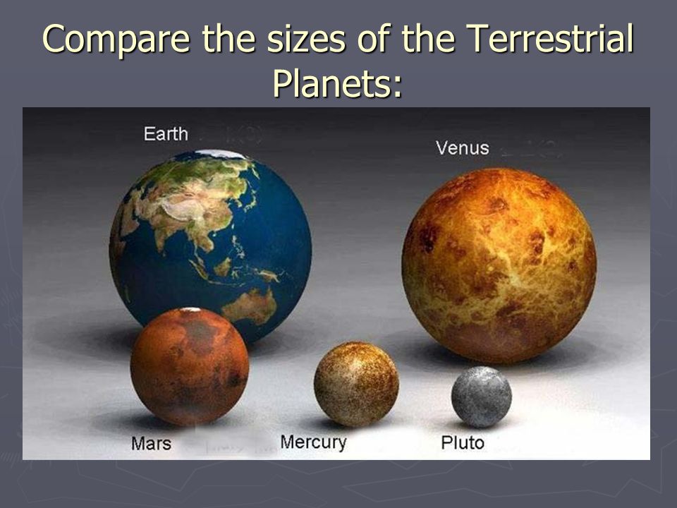 Compare the sizes of the Terrestrial Planets: