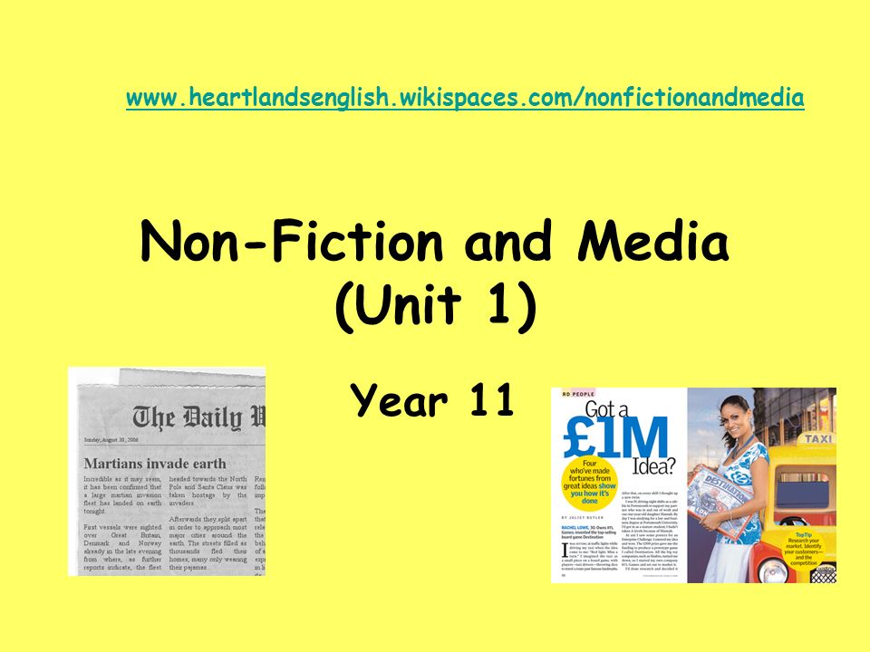 Non-Fiction and Media (Unit 1) Year 11