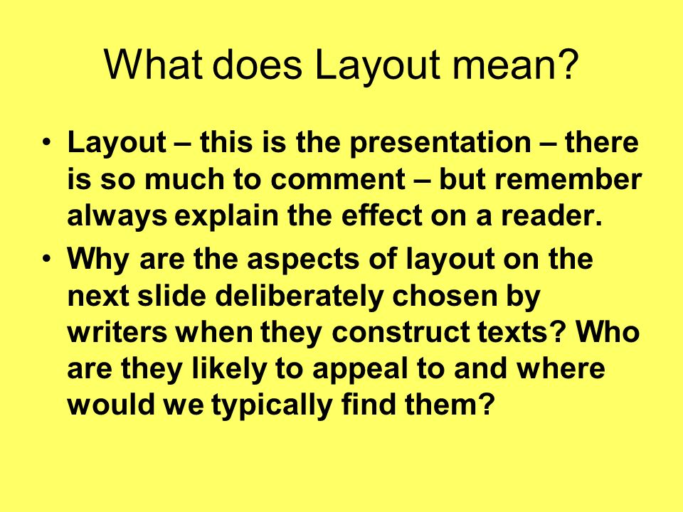 What does Layout mean.
