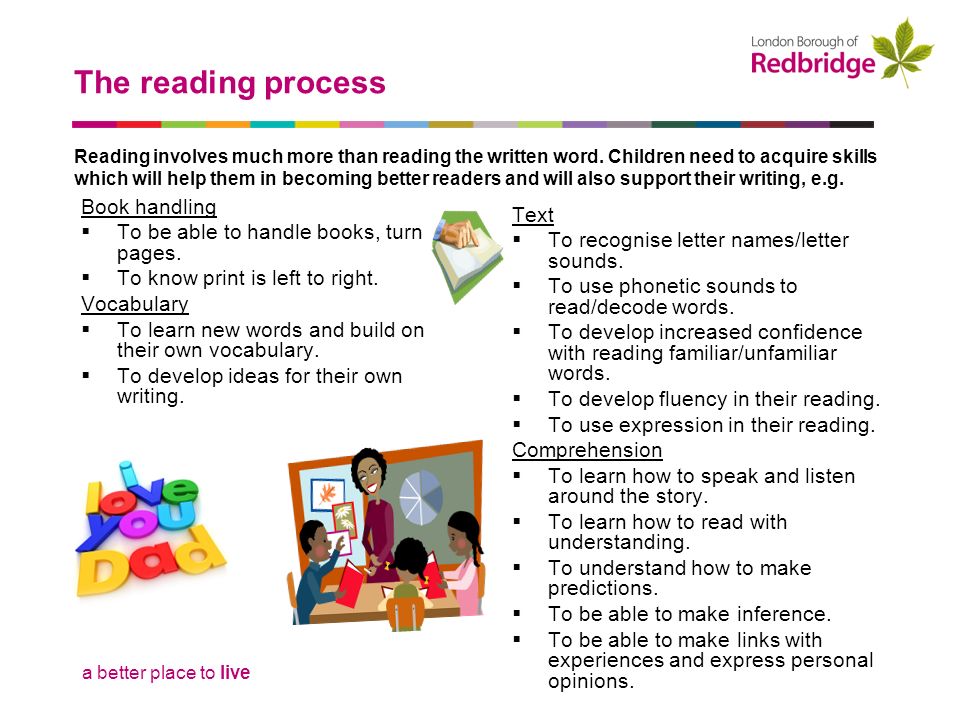 a better place to live The reading process Reading involves much more than reading the written word.