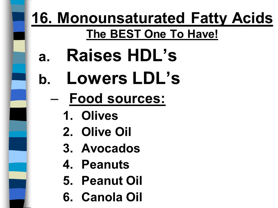 16. Monounsaturated Fatty Acids The BEST One To Have.