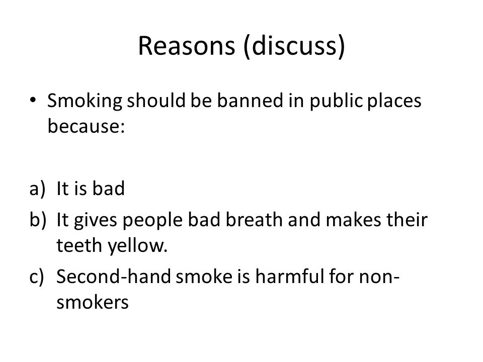 Smoking should be banned in public places persuasive essay