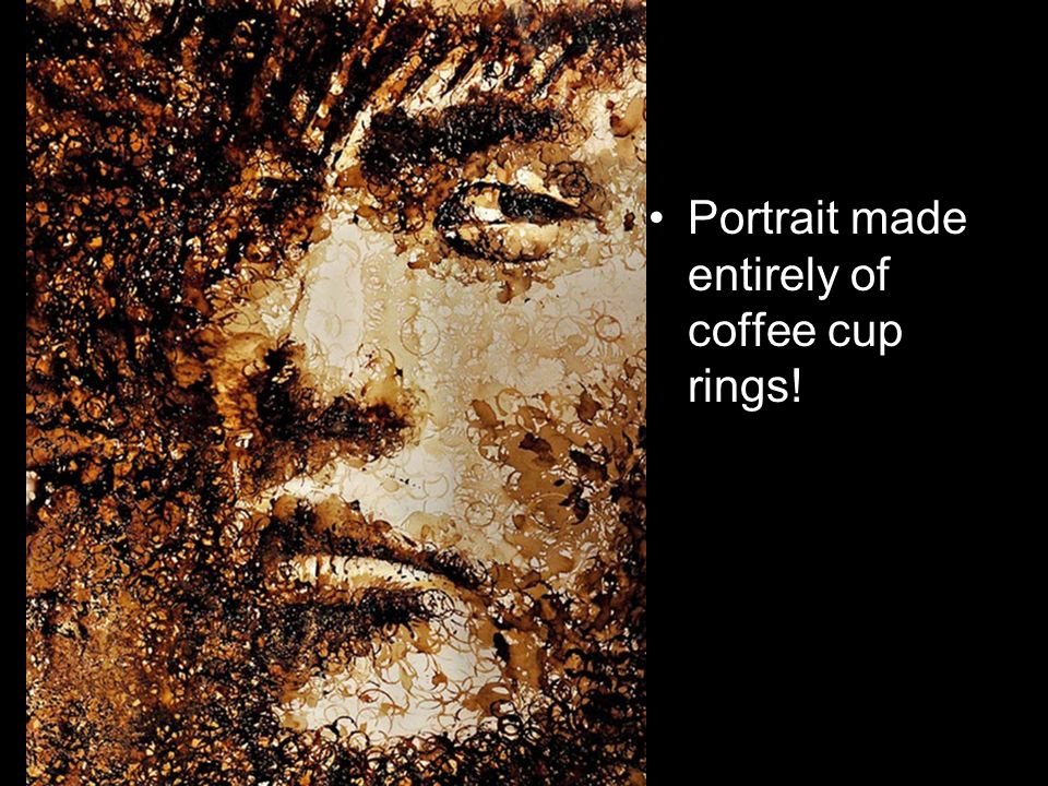 Portrait made entirely of coffee cup rings!