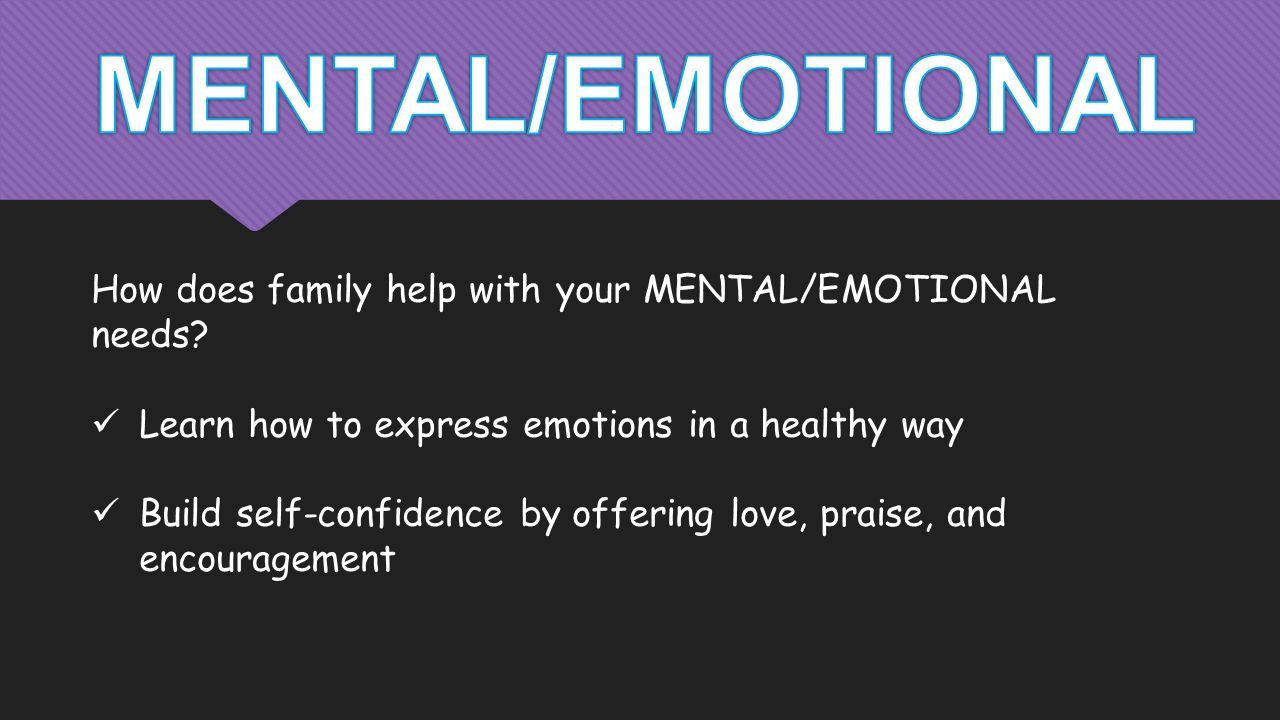 How does family help with your MENTAL/EMOTIONAL needs.